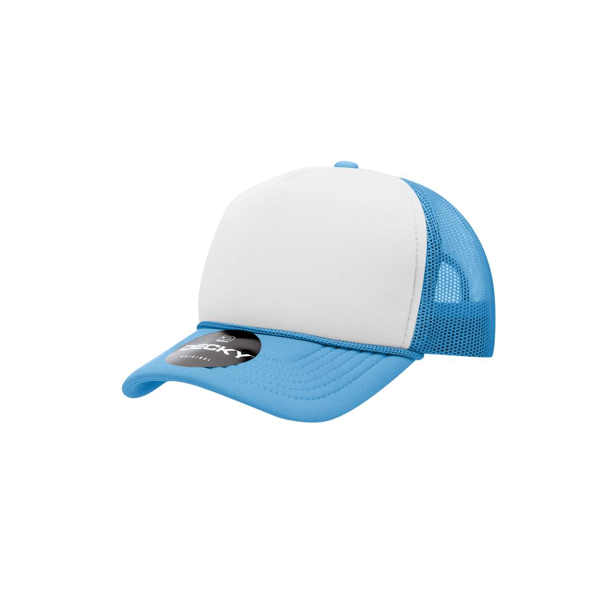 Decky Youth 5 Panel Mid Profile Structured Foam Trucker | Decky 7010 Sky/White/Sky Standard