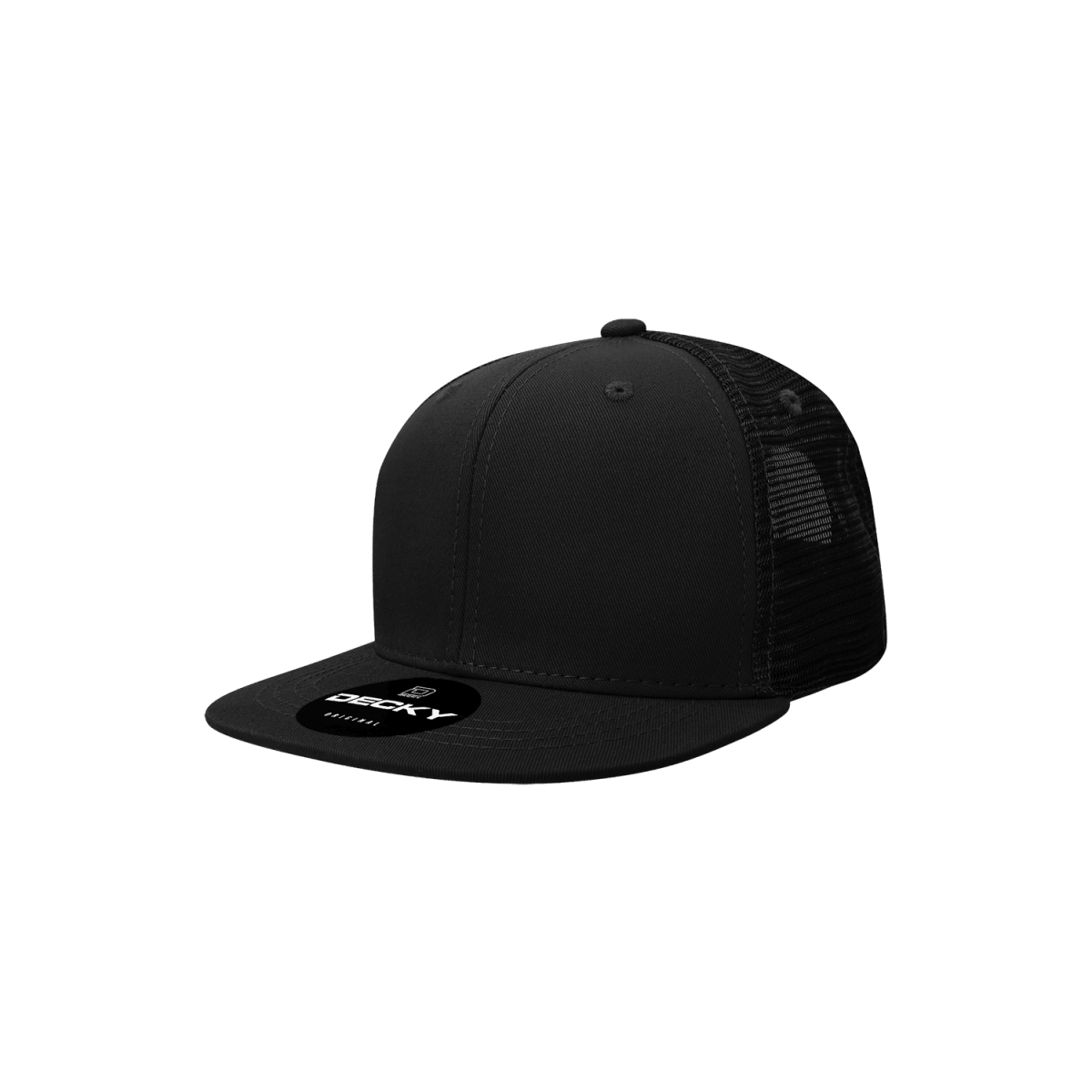 Decky Youth 6 Panel High Profile Structured Cotton Trucker | Decky 5010 Black Standard