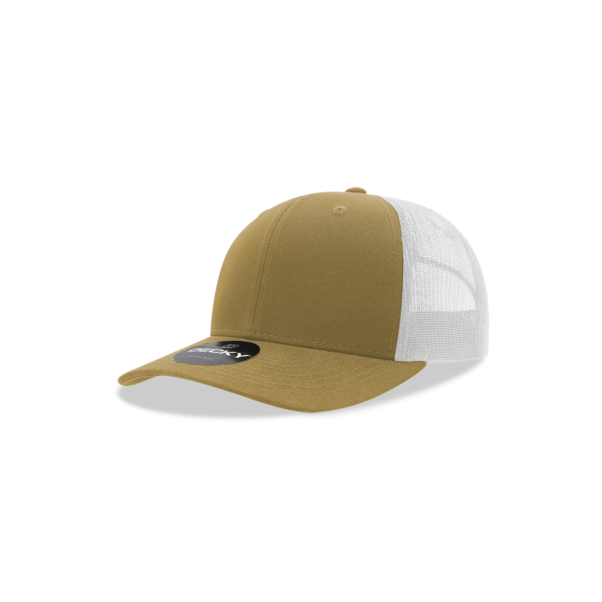 Decky Youth 6 Panel Mid Profile Structured Cotton Trucker | Decky 5019 Khaki/White Standard