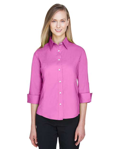 Devon & Jones Women's Perfect Fit™ Three - Quarter Sleeve Stretch Poplin Dress Shirt - Devon & Jones 13337 Charity Pink XS