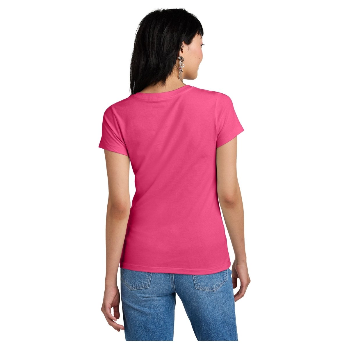 District DM1170L Ladies Perfect Weight V - Neck Tee Dark Fuchsia Women's V - Neck T-Shirts