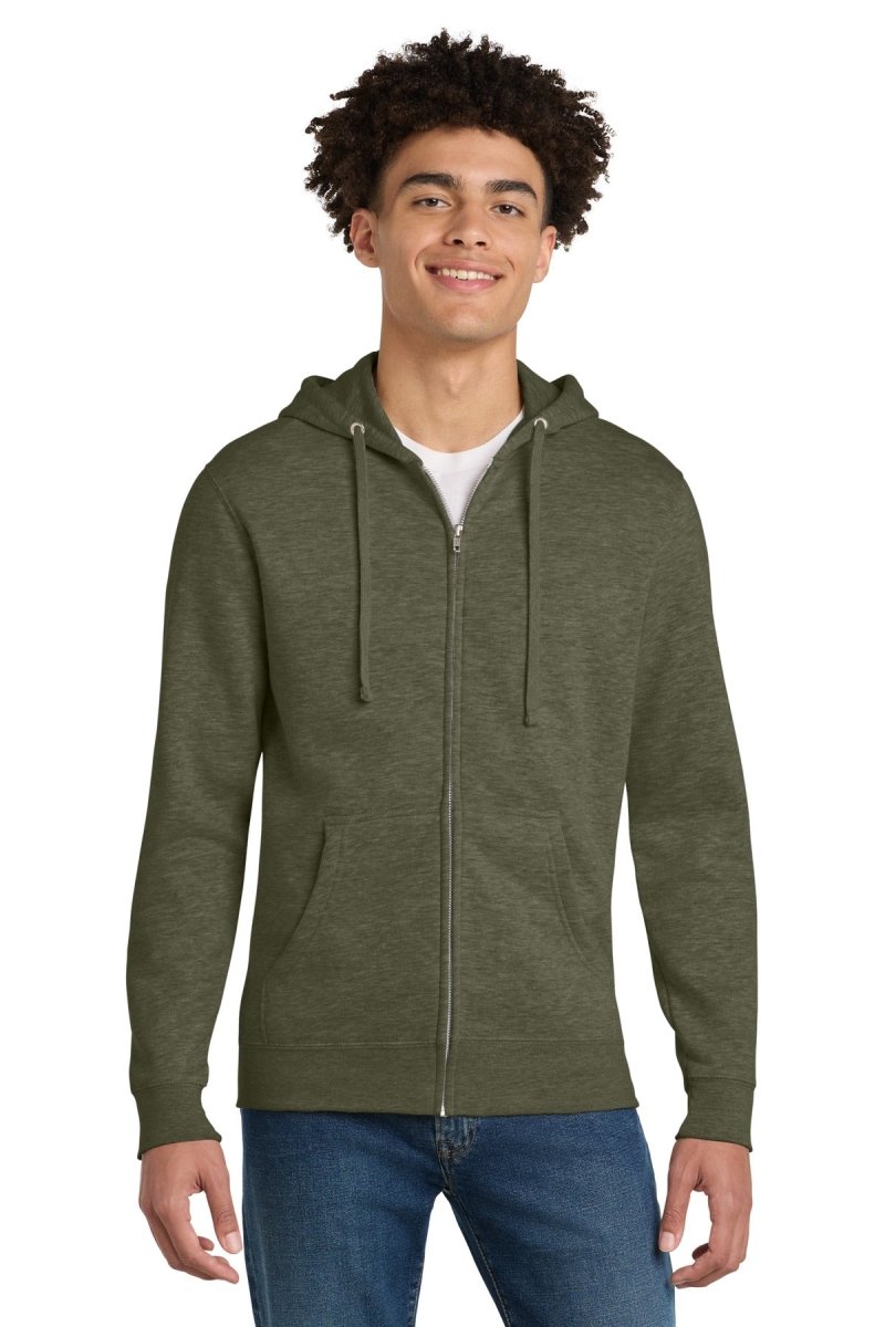 District ® V.I.T. ™ Fleece Full - Zip Hoodie DT6102 - District DT6102 Heathered Olive XS Zip Hoodies