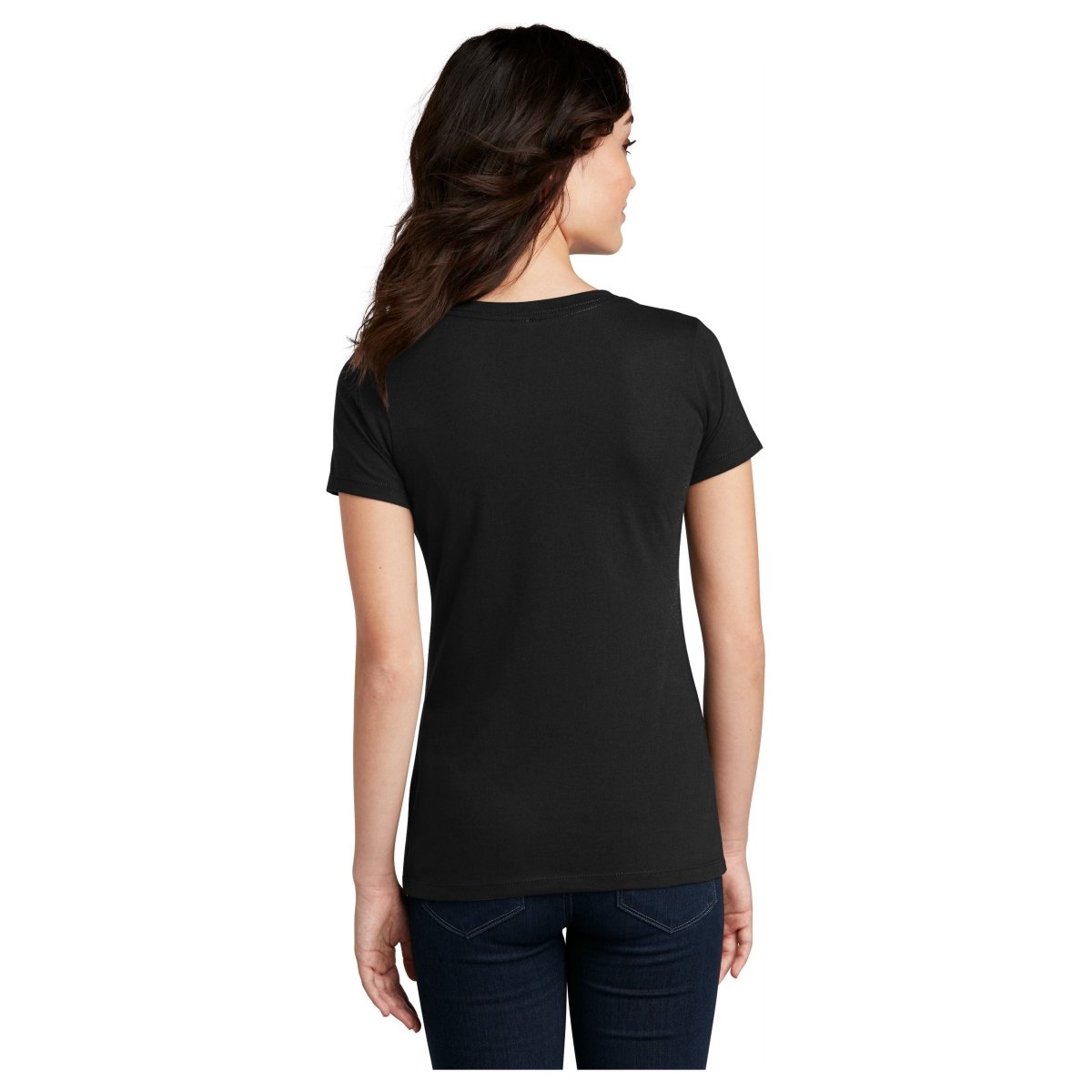 District® Women’s Perfect Blend® CVC V - Neck Tee DM1190L - Black Black X - Small Short Sleeve T-Shirts