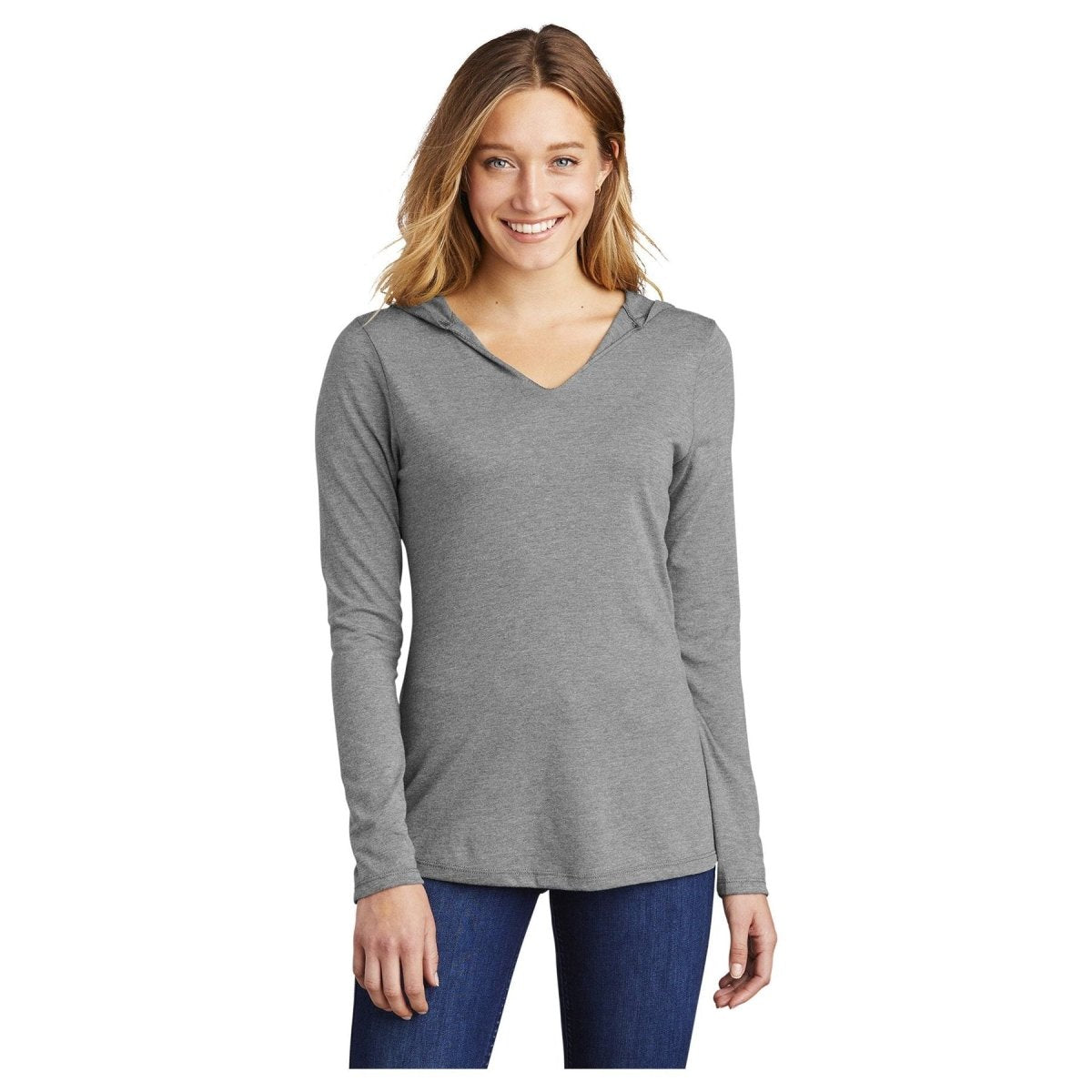 District ® Women’s Perfect Tri ® Long Sleeve Hoodie DM139L Grey Frost XS Women's Hoodies