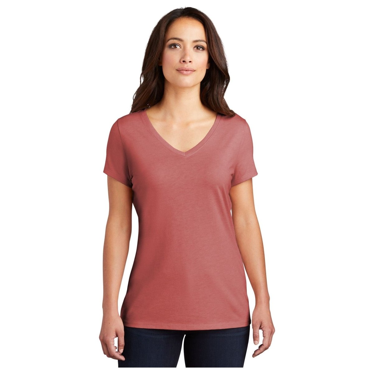 District® Women’s Perfect Tri® V - Neck Tee DM1350L - Blush Frost Blush Frost X - Small Short Sleeve T-Shirts
