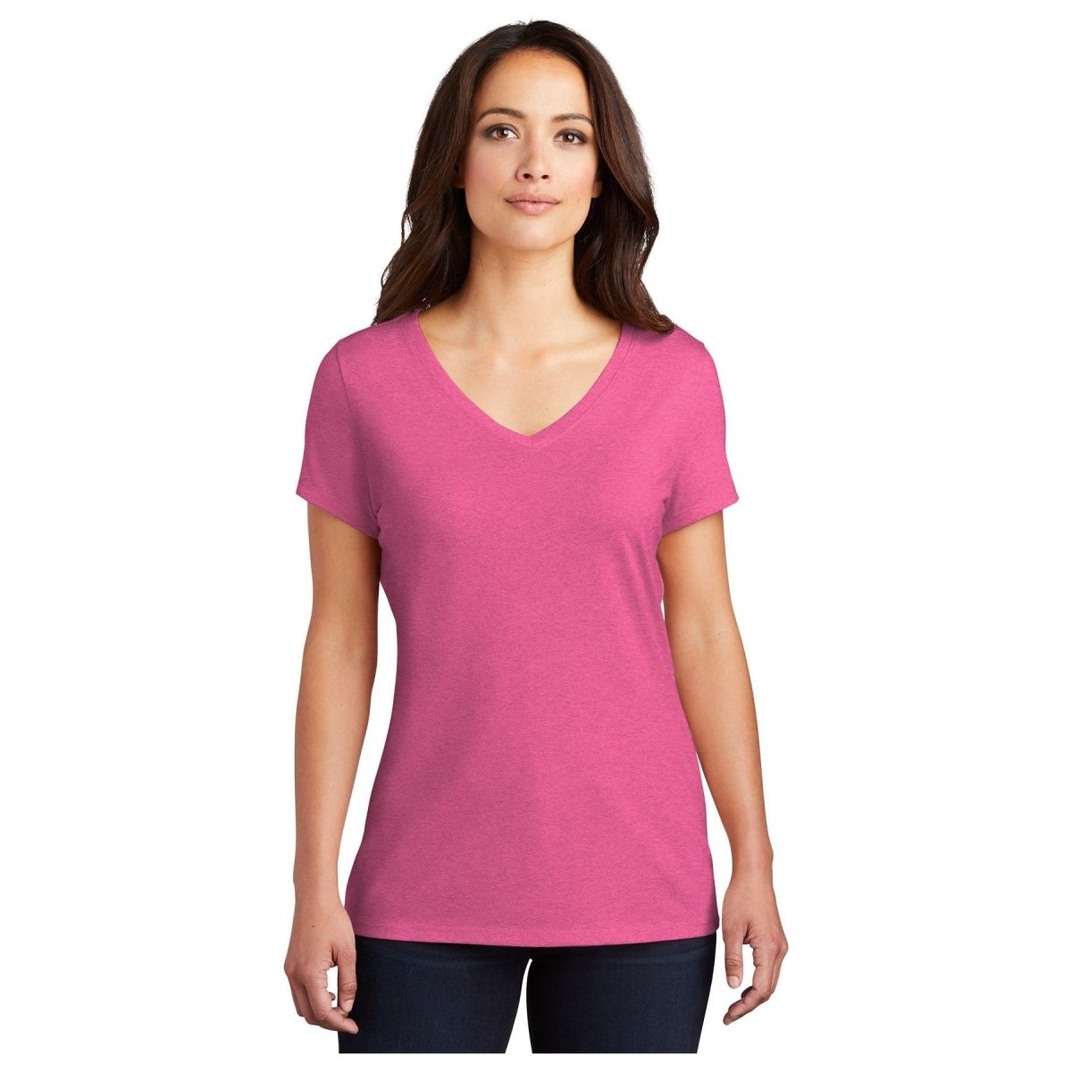 District® Women’s Perfect Tri® V - Neck Tee DM1350L - Fuchsia Frost Fuchsia Frost X - Small Short Sleeve T-Shirts