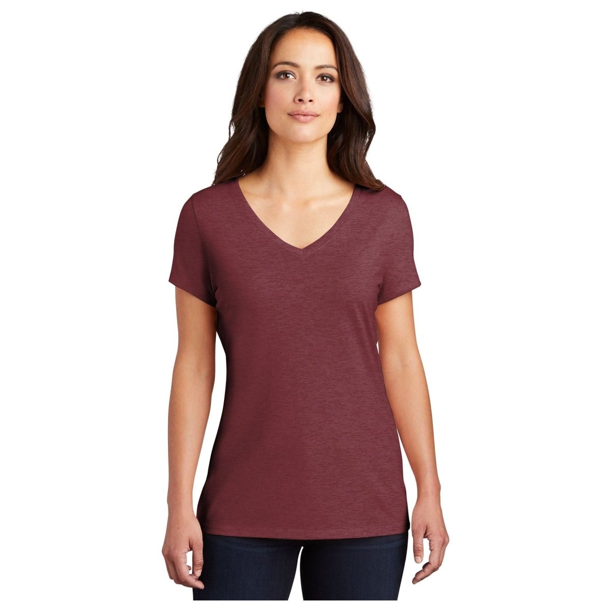 District® Women’s Perfect Tri® V - Neck Tee DM1350L - Maroon Frost Maroon Frost X - Small Short Sleeve T-Shirts