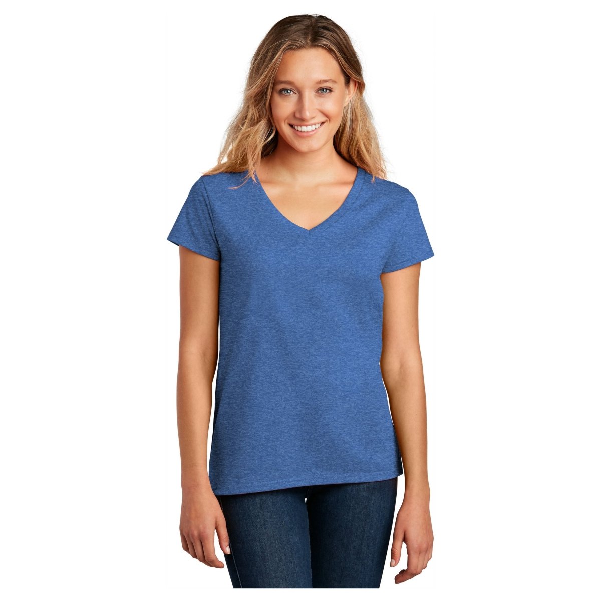District ® Women’s Re - Tee® V - Neck DT8001 Blue Heather XS Women's V - Neck T-Shirts