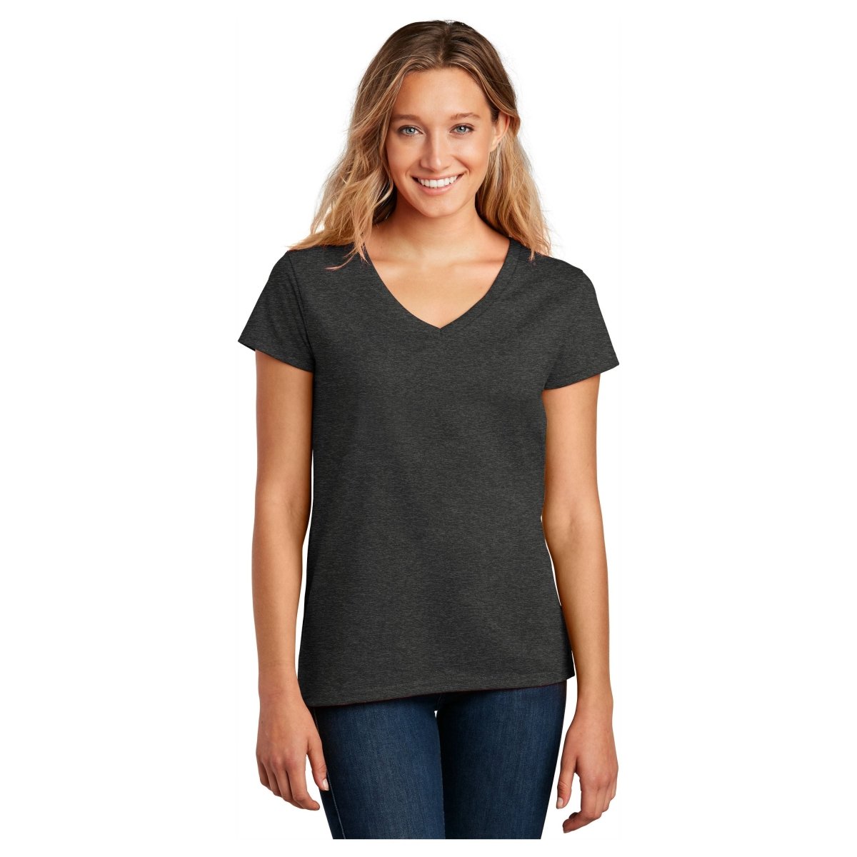 District ® Women’s Re - Tee® V - Neck DT8001 Charcoal Heather XS Women's V - Neck T-Shirts