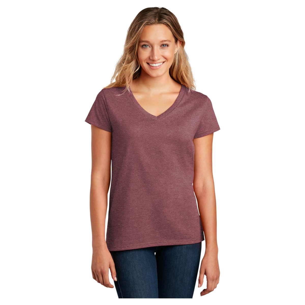 District ® Women’s Re - Tee® V - Neck DT8001 Maroon Heather XS Women's V - Neck T-Shirts