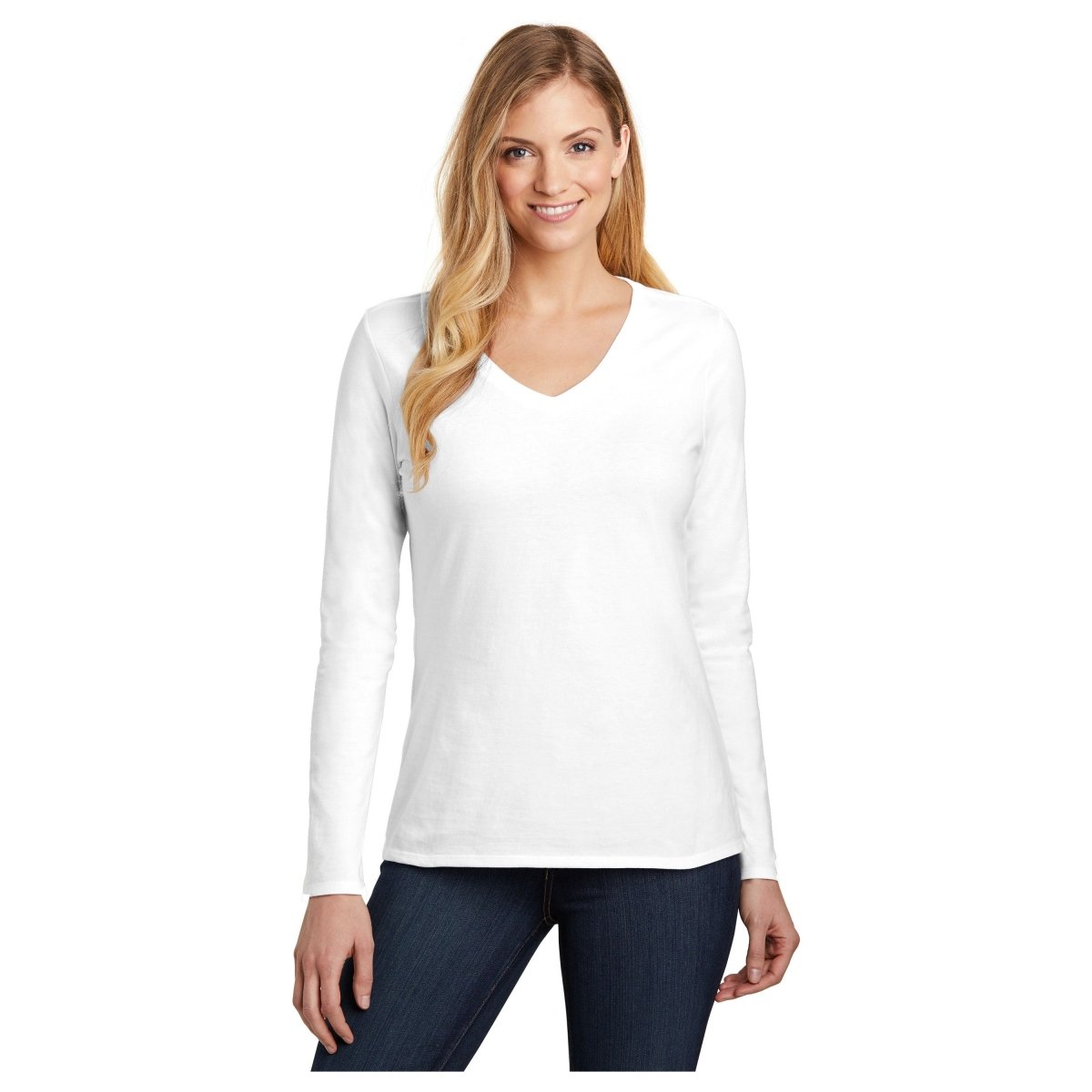 District ® Women’s Very Important Tee ® Long Sleeve V - Neck DT6201 White XS Women's Long Sleeve T-Shirts