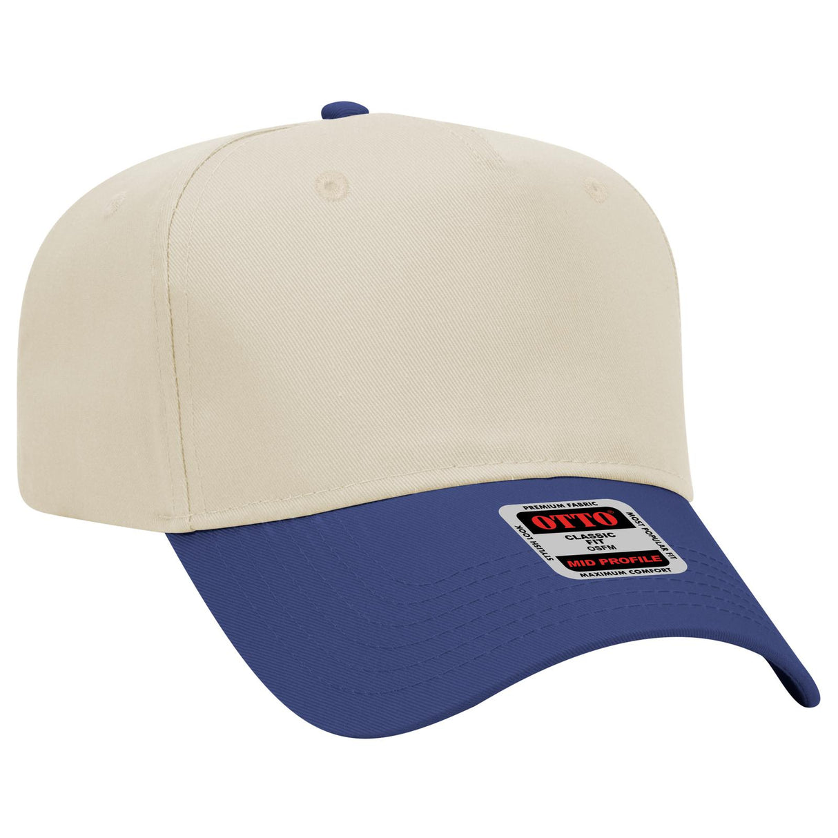 OTTO CAP 5 Panel Mid Profile Baseball Cap OTTO 31-069 Otto Cap 0131 - Ryl/Natl OSFM - Adult