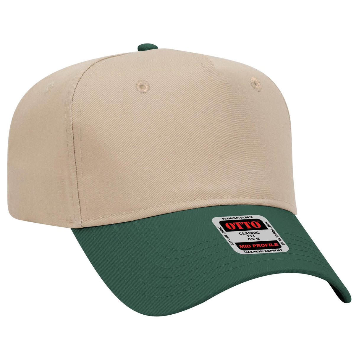 OTTO CAP 5 Panel Mid Profile Baseball Cap OTTO 31-069 Otto Cap 1732 - Dk.Grn/Kha OSFM - Adult