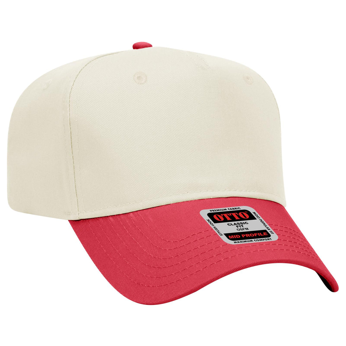 OTTO CAP 5 Panel Mid Profile Baseball Cap OTTO 31-069 Otto Cap 0231 - Red/Natl OSFM - Adult