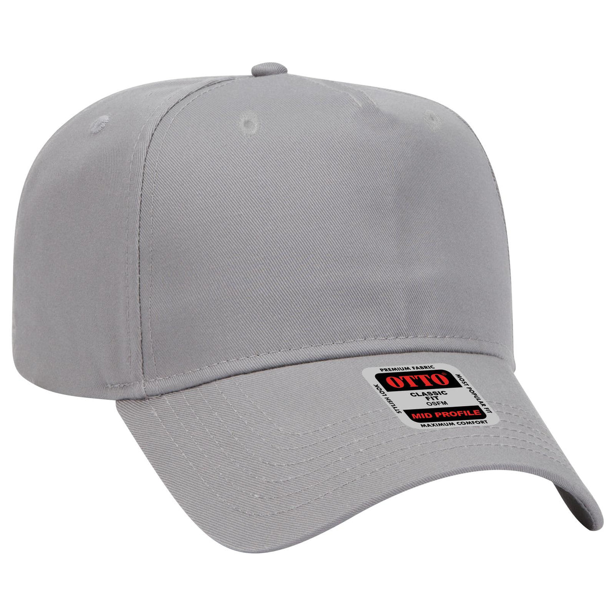 OTTO CAP 5 Panel Mid Profile Baseball Cap OTTO 31-069 Otto Cap 014 - Gray OSFM - Adult