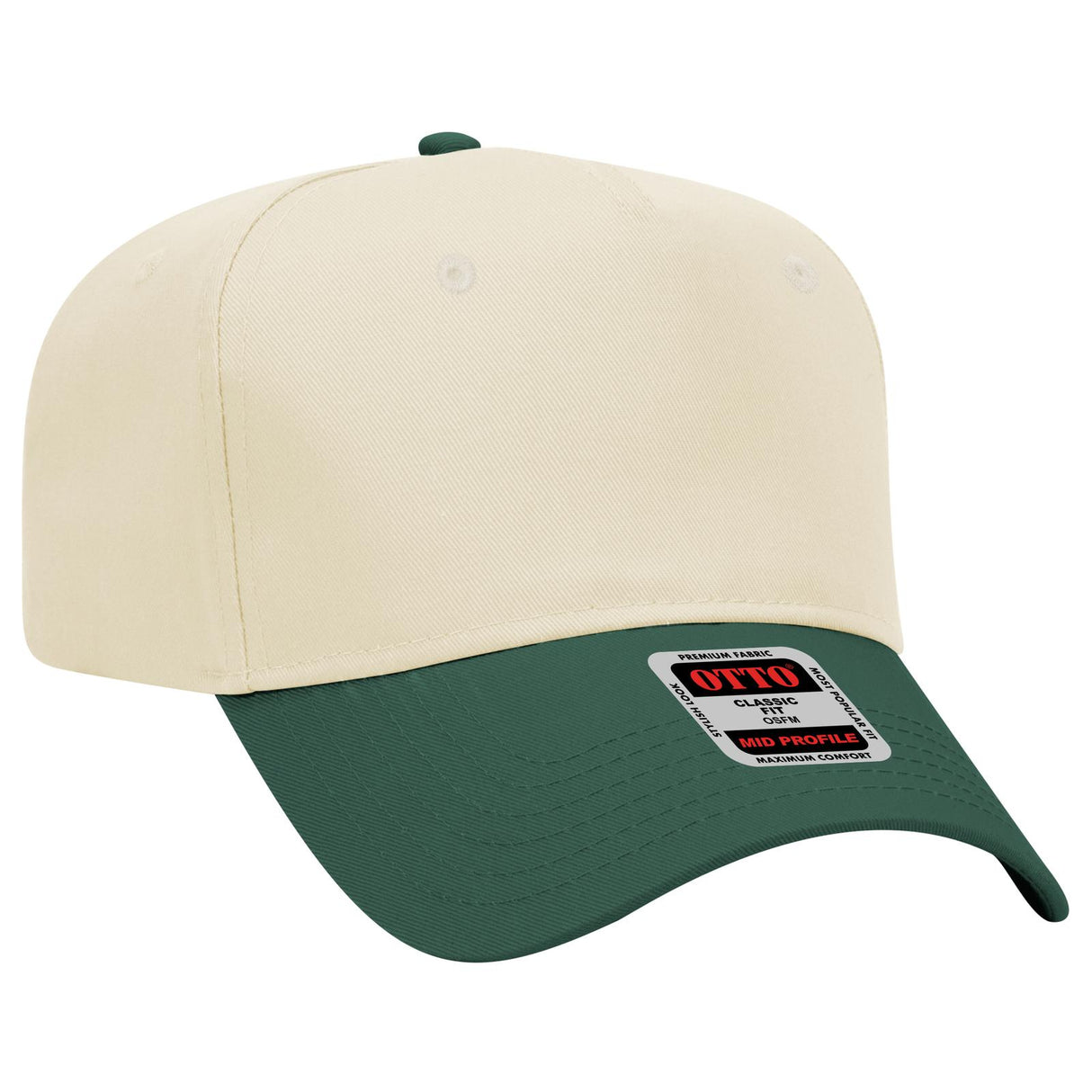 OTTO CAP 5 Panel Mid Profile Baseball Cap OTTO 31-069 Otto Cap 1731 - Dk.Grn/Natrl OSFM - Adult