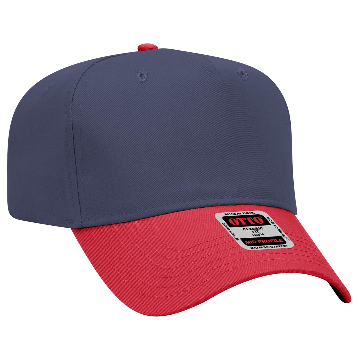 OTTO CAP 5 Panel Mid Profile Baseball Cap OTTO 31-069 Otto Cap 0204 - Red/Nvy OSFM - Adult