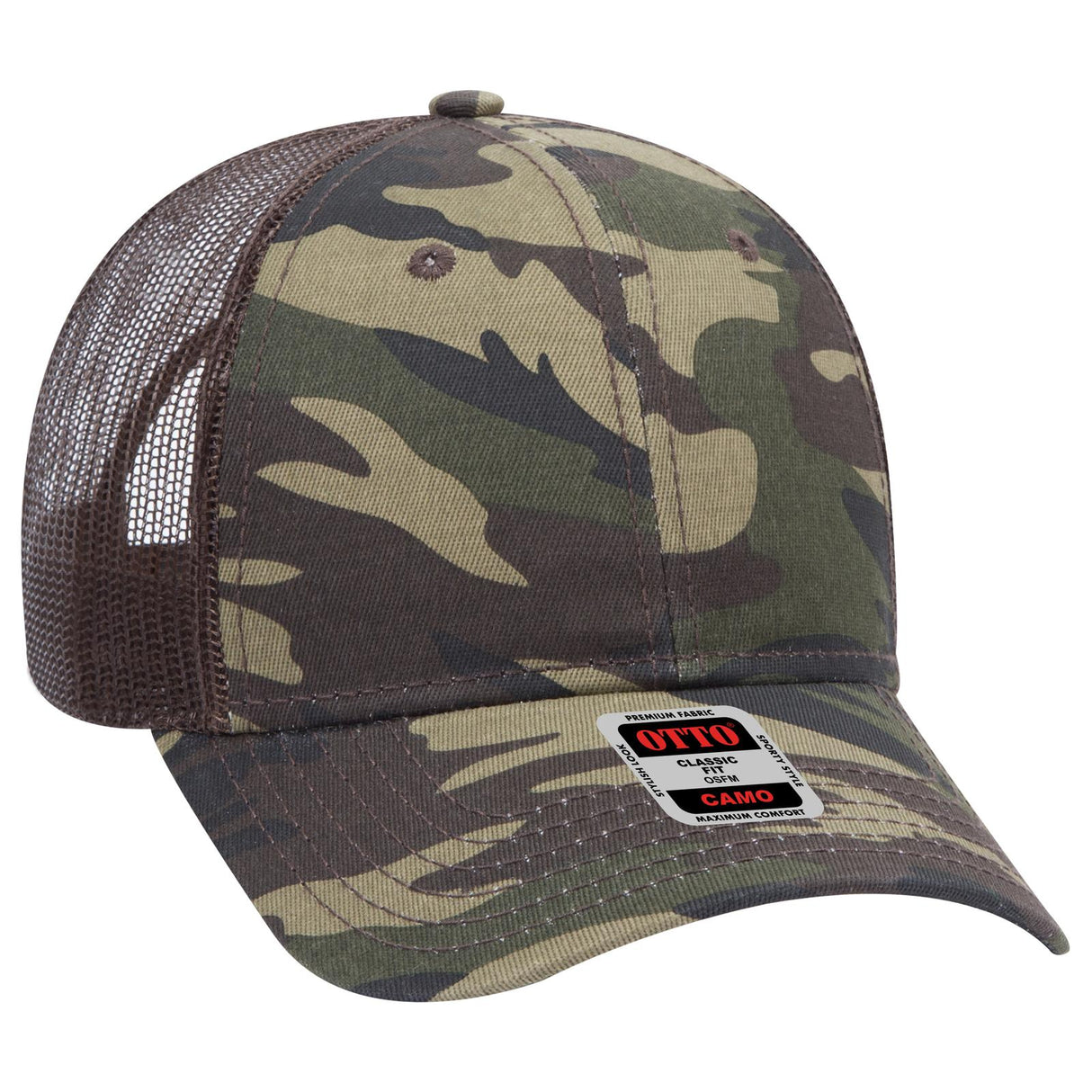 OTTO CAP Camouflage 6 Panel Low Profile Mesh Back Trucker Hat OTTO 105-1247