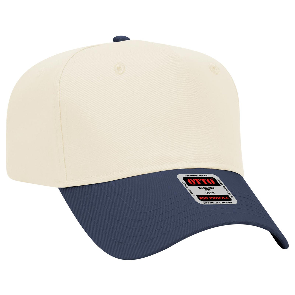 OTTO CAP 5 Panel Mid Profile Baseball Cap OTTO 31-069 Otto Cap 0431 - Nvy/Natrl OSFM - Adult
