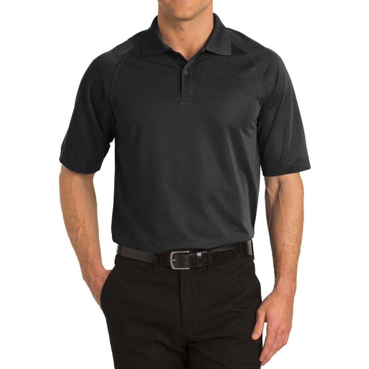 Dri - Equip UV Resistant Honeycomb Texture Polo Black X - Small
