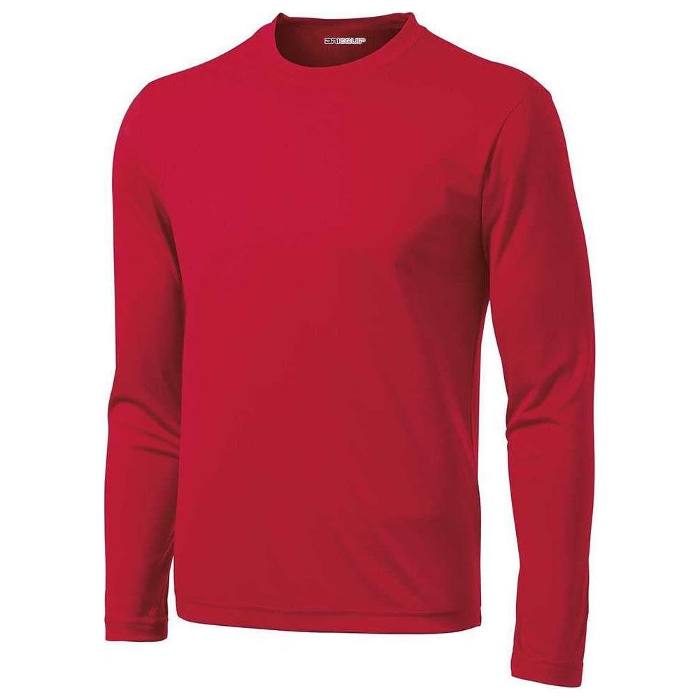 DRIEQUIP Men's Moisture Wicking Long Sleeve Tee Shirts TALL Sizes True Red Large Tall Long Sleeve T-Shirts