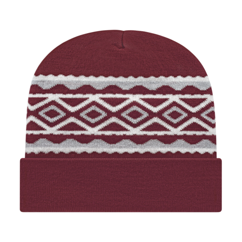 Cap America USA-Made Beanie RKD12 Diamond Pattern Knit Cap with Cuff