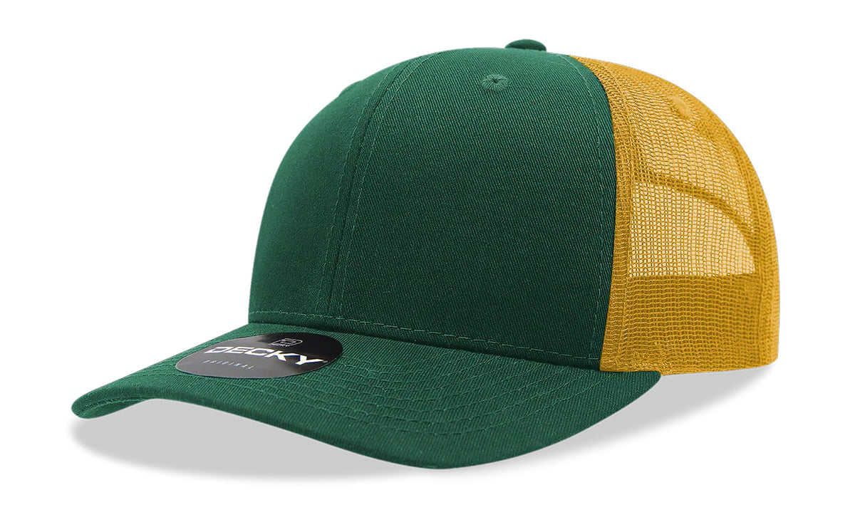 Decky 6 Panel Mid Profile Structured Cotton Blend Trucker | Decky 6021