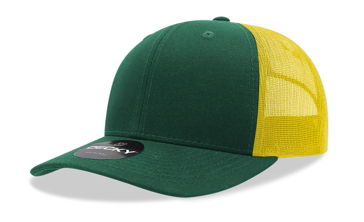 Decky 6 Panel Mid Profile Structured Cotton Blend Trucker | Decky 6021