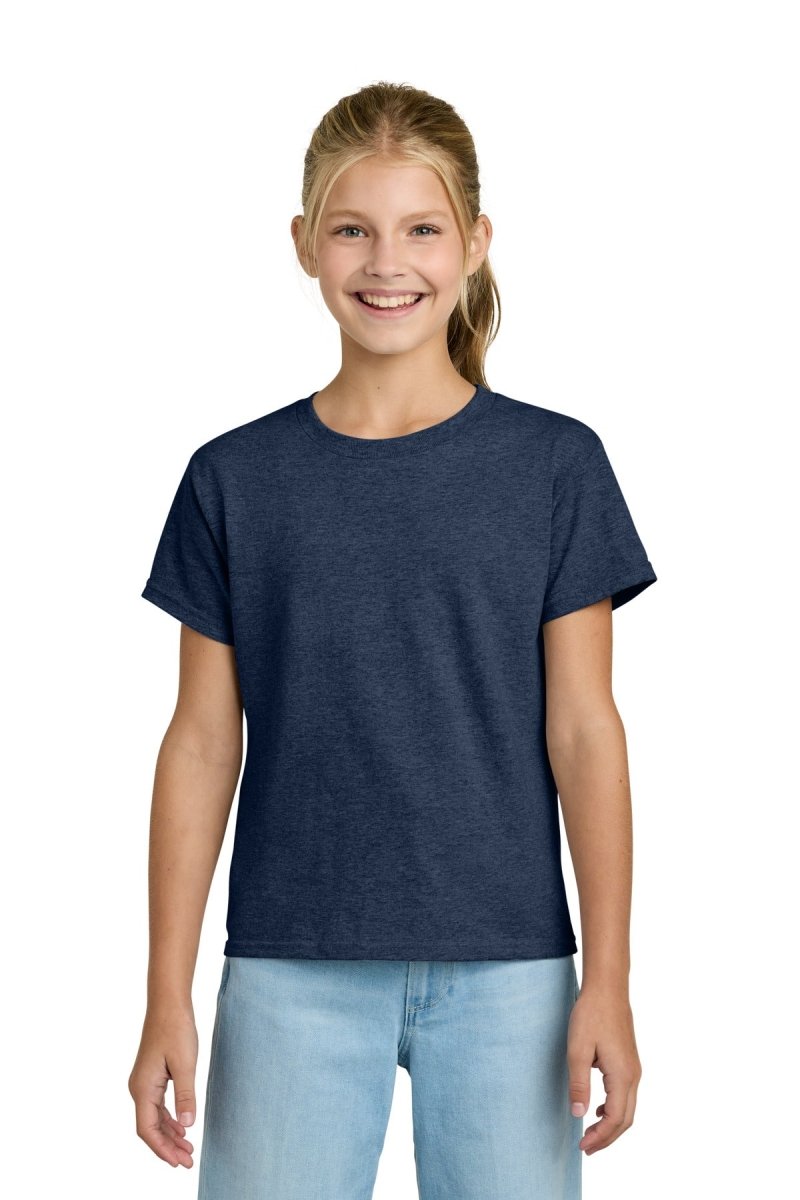 Gildan ® Youth Light Cotton Tee 3000B - Gildan 3000B Heather Navy XS Short Sleeve T-Shirts