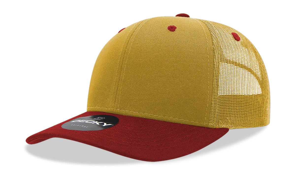 Decky 6 Panel Mid Profile Structured Cotton Blend Trucker | Decky 6021