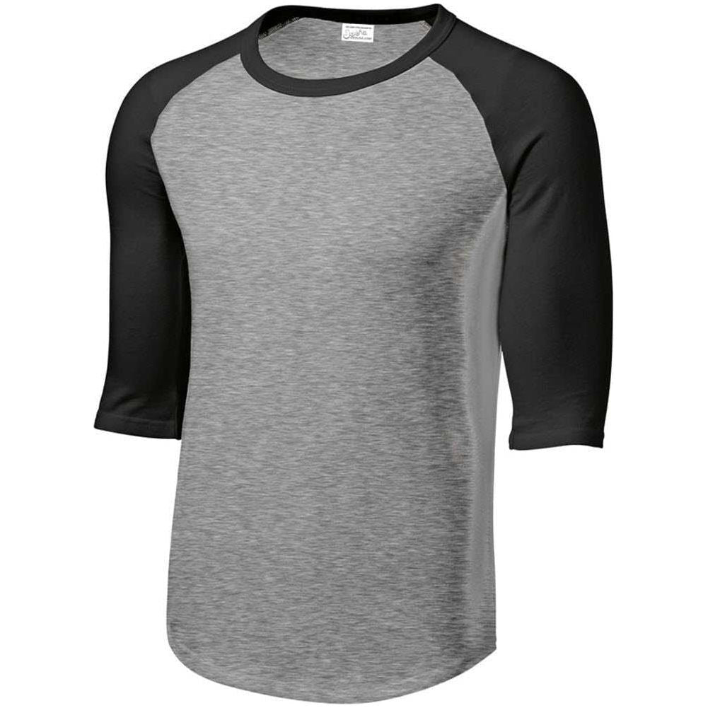Mens 3/4 Sleeve Cotton Baseball Tee Shirts - Adult XS to 6X - Heather Grey/Black Joe's USA Heather Grey/Black X-Small