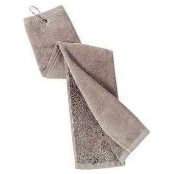 Grommeted Tri - Fold Golf Towel Khaki Classic Towels
