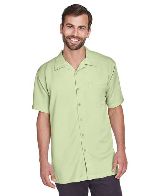 Harriton Men's Bahama Cord Camp Shirt - Harriton M570 Green Mist S