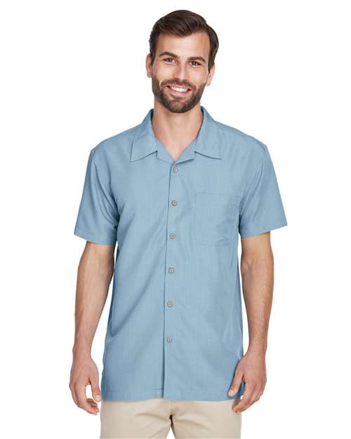 Harriton Men's Barbados Textured Camp Shirt - Harriton M560 Cloud Blue XS