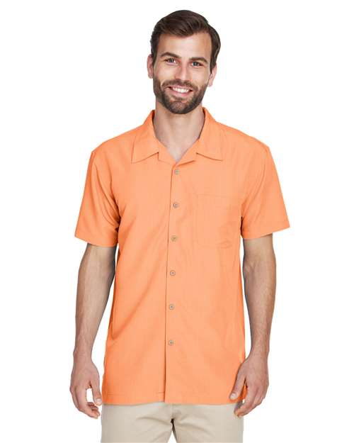 Harriton Men's Barbados Textured Camp Shirt - Harriton M560 Nectarine L