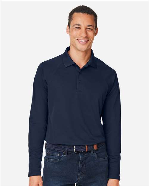Harriton Men's Charge Snag and Soil Protect Long Sleeve Polo - Harriton M208L Dark Navy S