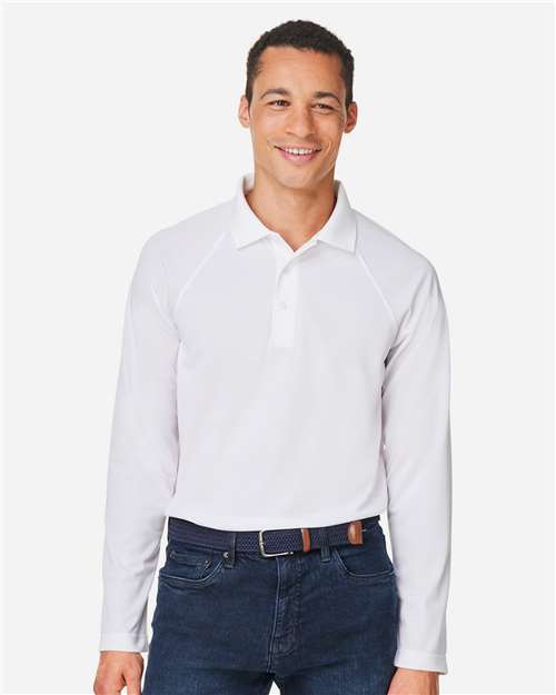 Harriton Men's Charge Snag and Soil Protect Long Sleeve Polo - Harriton M208L White S