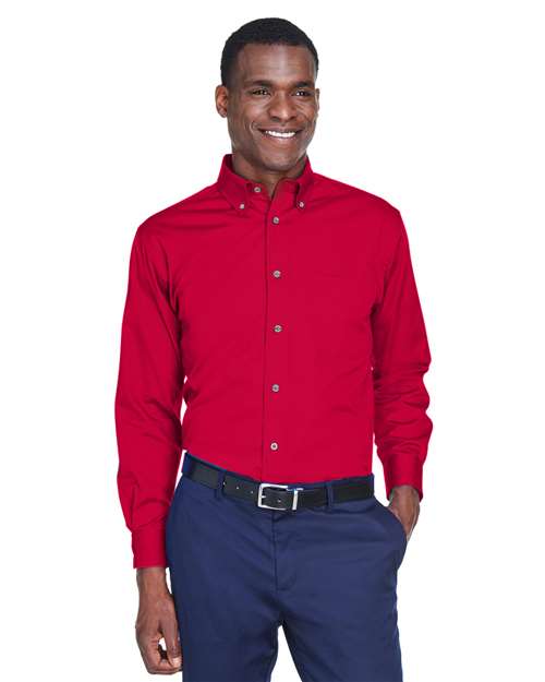 Harriton Men's Easy Blend™ Twill Shirt - Harriton M500 Red XS