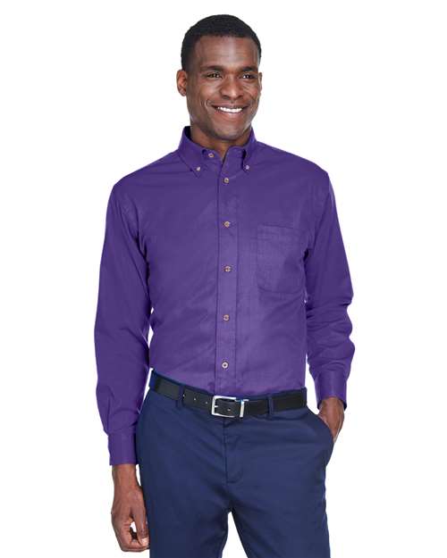 Harriton Men's Easy Blend™ Twill Shirt - Harriton M500 Team Purple S