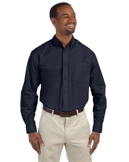 Harriton Men's Essential Poplin - Harriton M510 Navy S