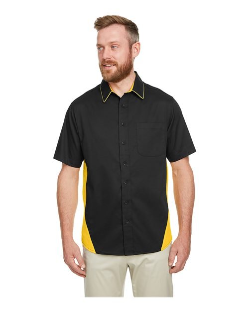 Harriton Men's Flash IL Colorblock Shirt - Harriton M586 Black/ Sunray Yellow S