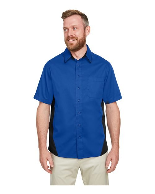Harriton Men's Flash IL Colorblock Shirt - Harriton M586 True Royal/ Black S