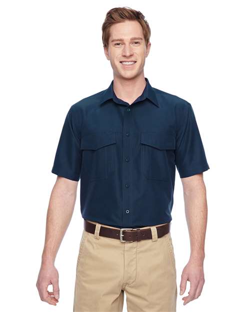 Harriton Men's Key West Short Sleeve Performance Staff Shirt - Harriton M580 Navy XS Button - Up Shirts