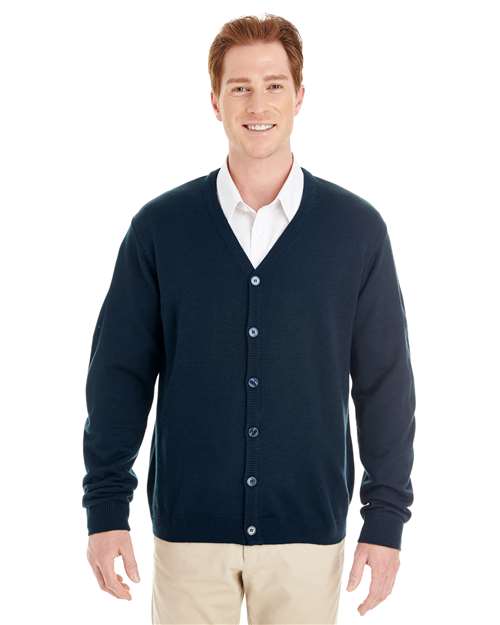 Harriton Men's Pilbloc™ V - Neck Button Cardigan Sweater - Harriton M425 Dark Navy XS