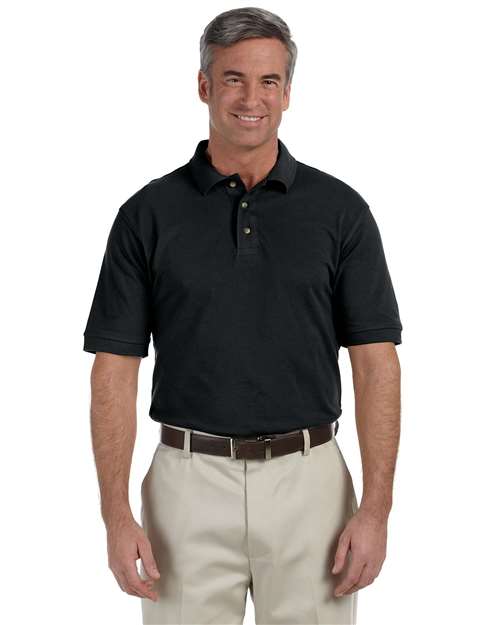 Harriton Men's Tall Cotton Pique Polo - Harriton M200T Black XLT