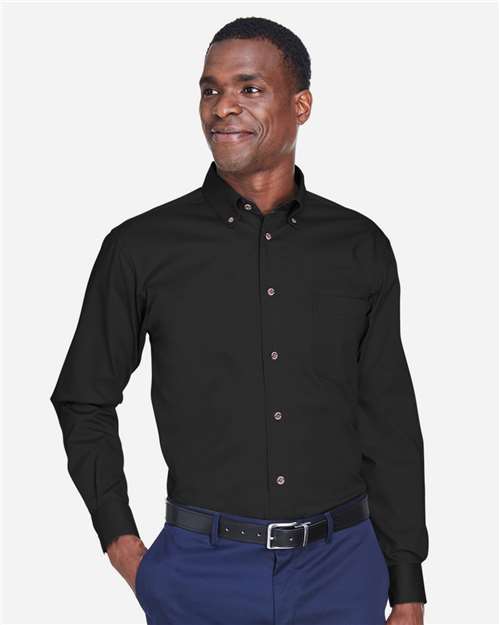 Harriton Men's Tall Easy Blend™ Twill Dress Shirt - Harriton 14335 Black XLT