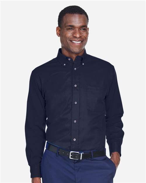 Harriton Men's Tall Easy Blend™ Twill Dress Shirt - Harriton 14335 Navy XLT