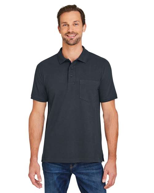 Harriton Men's Valiant Cotton Snag Protect Pocket Polo - Harriton M205P Dark Charcoal S