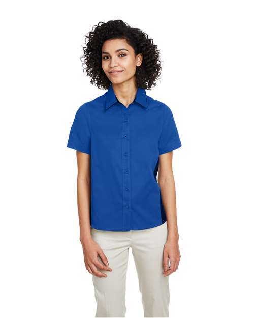 Harriton Women's Flash IL Colorblock Shirt - Harriton M586W True Royal/ Black XS