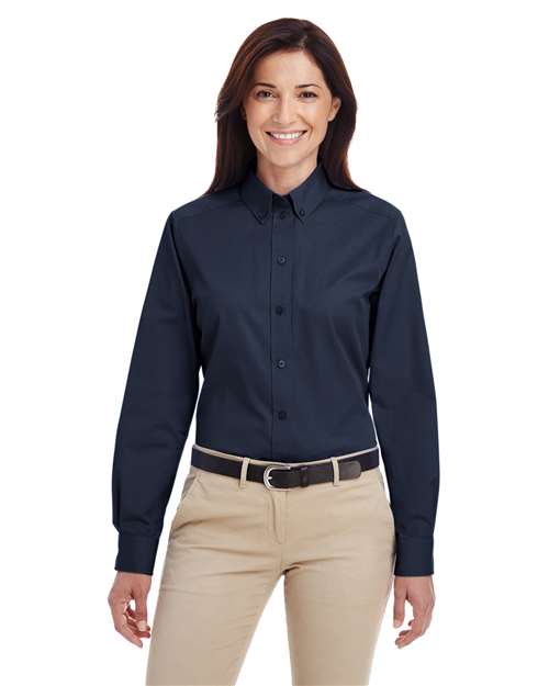 Harriton Women's Foundation Cotton Twill Shirt with Teflon - Harriton M581W Dark Navy XS